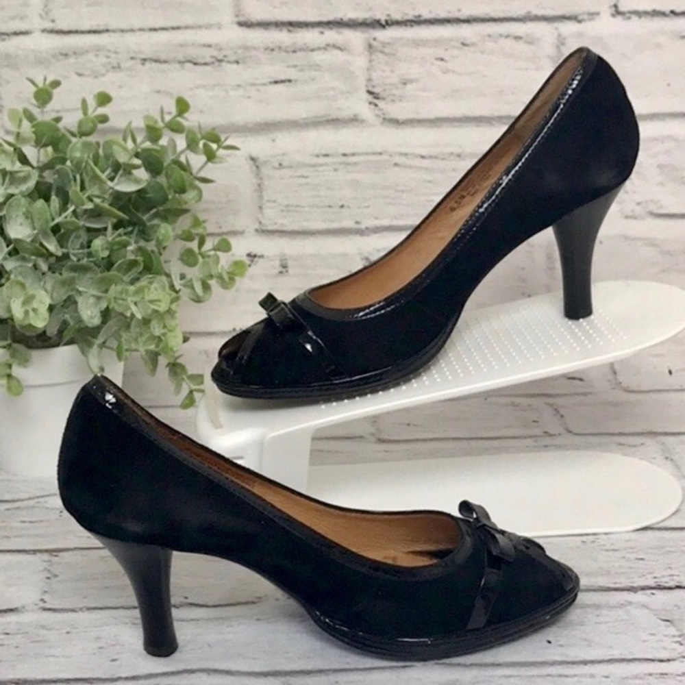 Comfortable Black Peep-Toe Heels